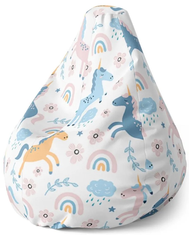 Sedací vak Pear dúhoví jednorožci - detský, farebná