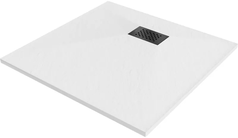 Mexen Hugo, štvorcová sprchová vanička SMC 70 x 70 cm, biela, čierna krytka, 42107070-B