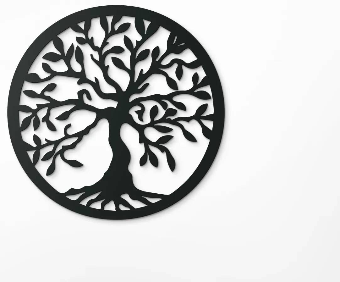 drevko Okrúhly Strom života Rodokmeň Rozmer obrazu: 32,5 x 32,5 cm, Farba dekorácie: Čierna