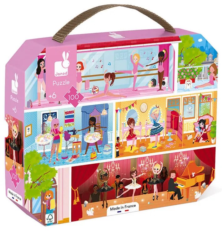 Puzzle Škola baletu v kufríku - 100 dielov