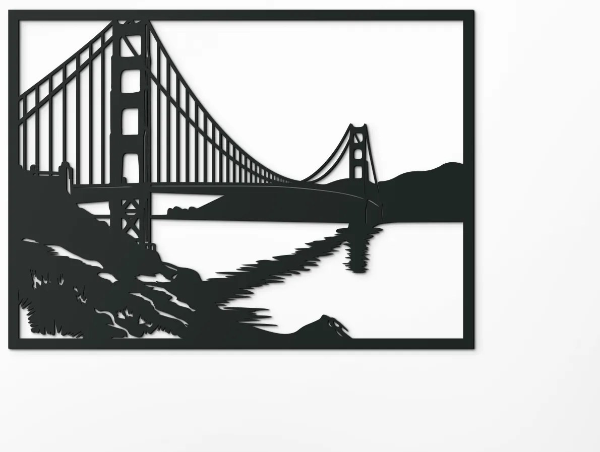 drevko Obraz Most Golden Gate, San Francisco Rozmer obrazu: 47,5 x 65 cm, Farba dekorácie: Čierna