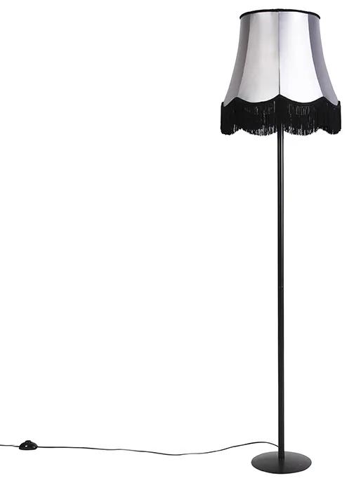 Retro stojaca lampa čierna Granny odtieň čierna so sivou 45 cm - Simplo