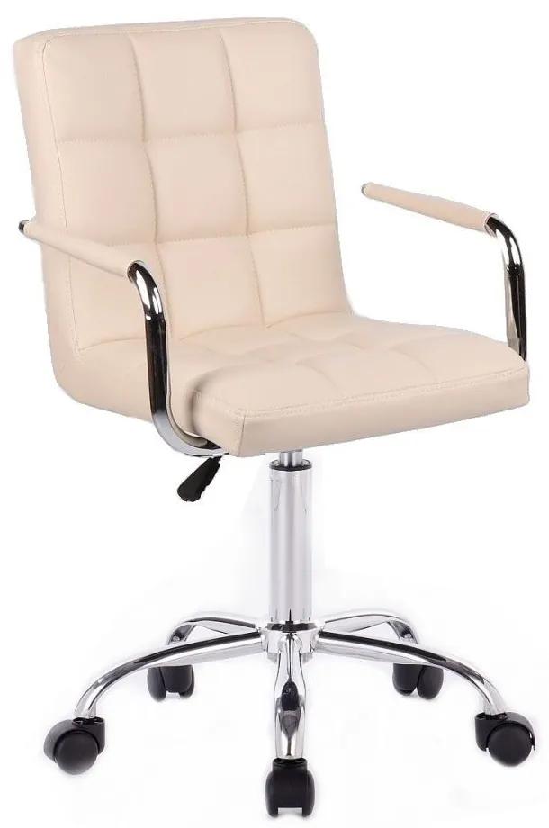 LuxuryForm DESIGN Stolička VERONA na striebornej podstave s kolieskami - krémová