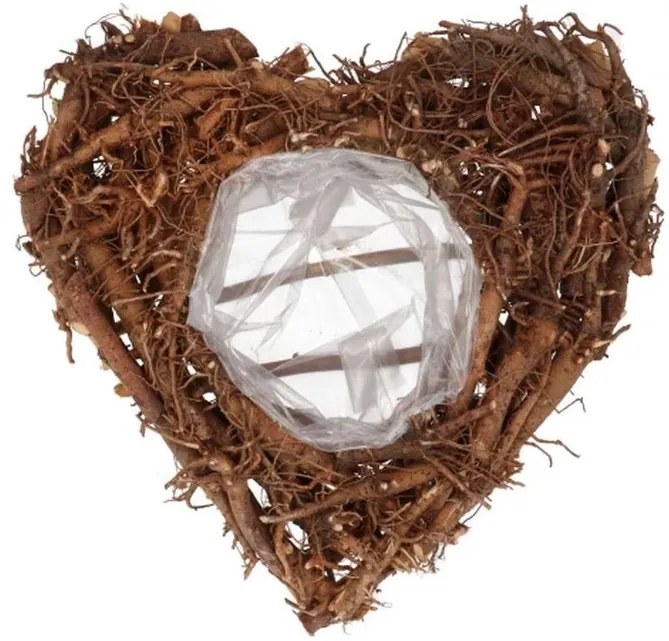Hnedý kvetináč srdca z koreňov Root Wood - 40*10 cm