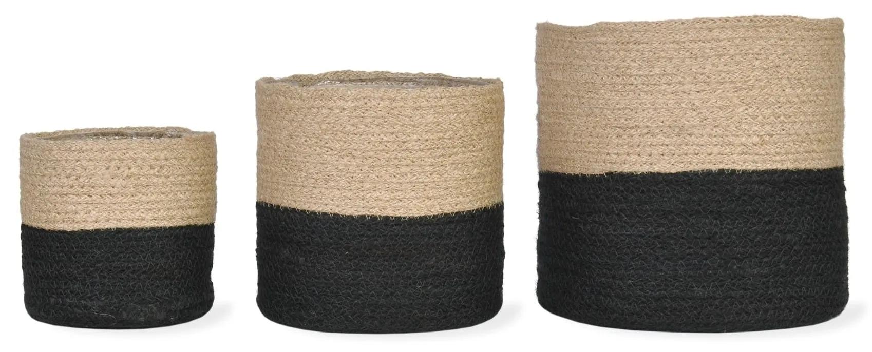 Garden Trading Jutový obal na kvety Black Nature – set 3 ks