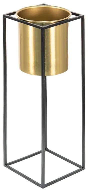 Zlatý dekoračný obal na kvetináš v kovovej konštrukcii Boten - 14*14*44 cm