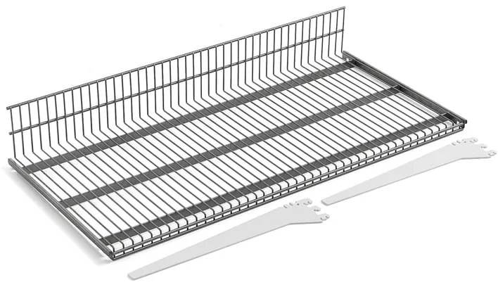Drôtená polica MARKET, 900x430 mm, vrátane držiakov, strieborná