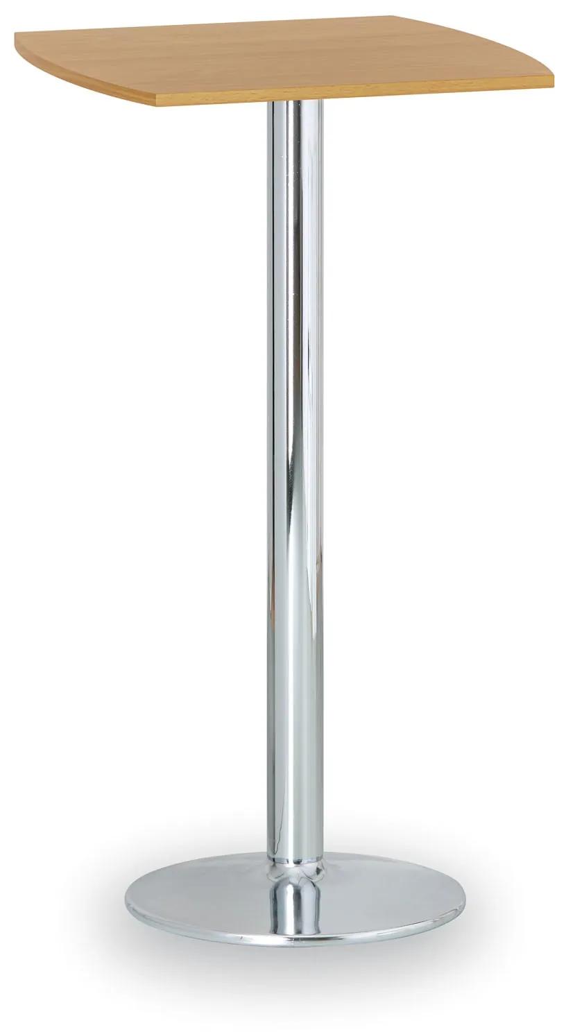 Koktailový stôl OLYMPO II, 660x660 mm, chrómovaná podnož, doska buk