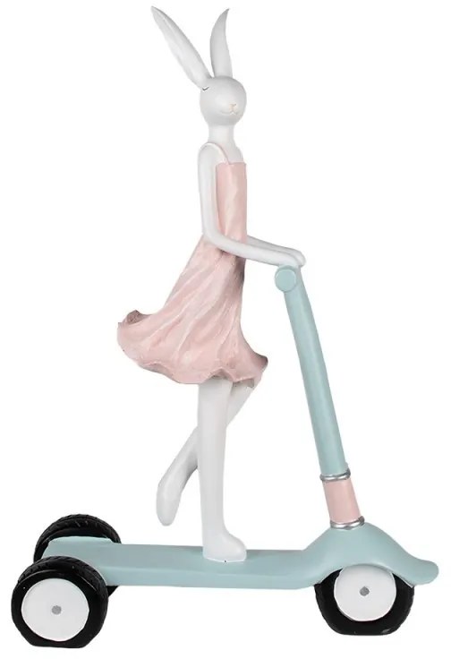Dekorácia králičia slečna v šatách na kolobežke - 42*16*62 cm