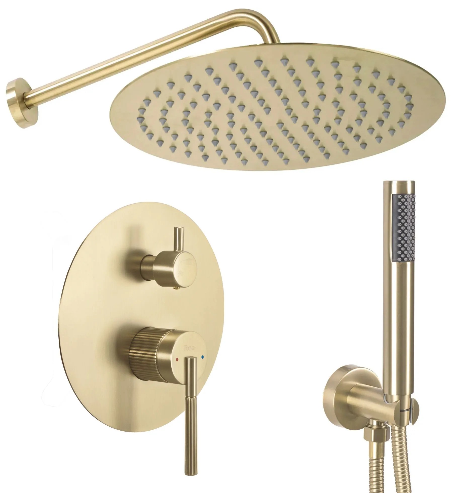 Rea Argon, sprchová súprava pod omietku + krabicový inštalačný systém BOX, zlatá matná, REA-P7810
