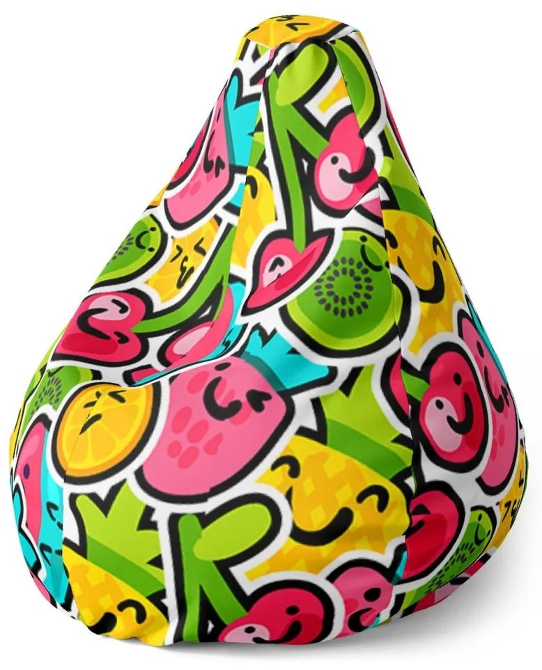 Sedací vak Pear veselé ovocie - detský, farebná
