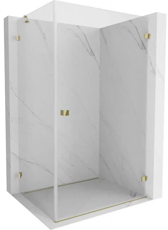 Mexen Lunar-B, pravostranný výklopný sprchový kút 95 x 80 cm, 8mm číre sklo, zlatý profil, 832-095-080-50-00-P