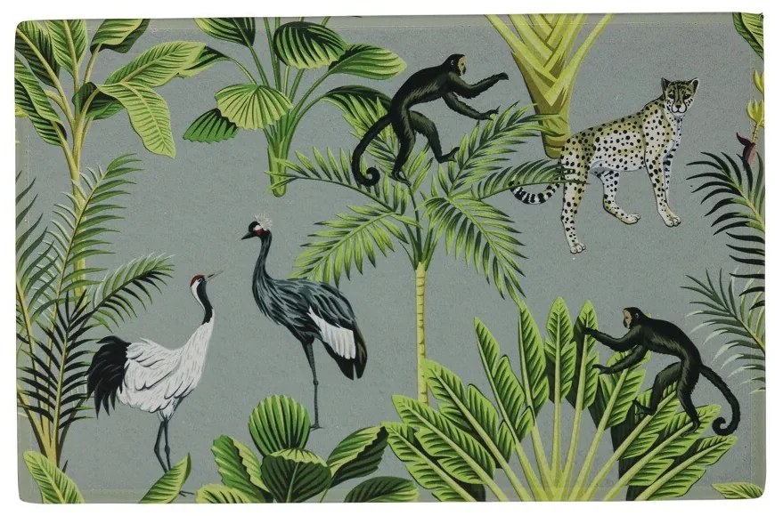 Šedá rohožka s motívom džungle Jungle grey - 75 * 50 * 1cm