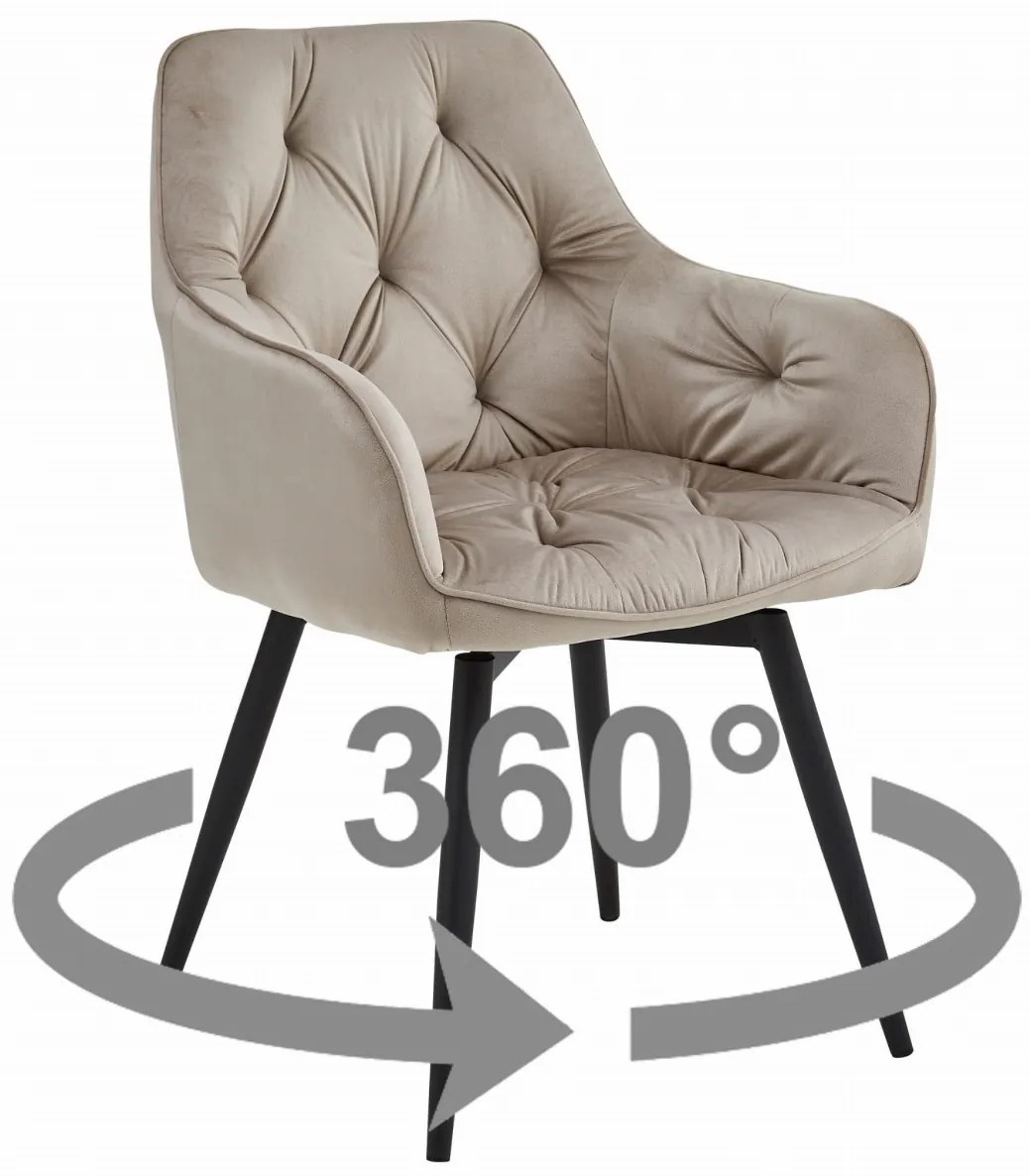 Otočné jedálenské kreslo JORK360 VELVET, béžové