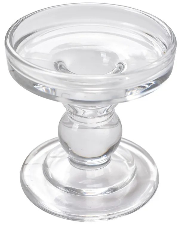 Sklenený transparentný svietnik na úzku aj širokú sviečku - Ø 9*9 cm
