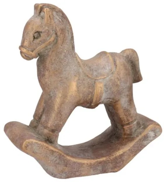 Zlatá antik cementová dekorácia hojdací koník Horse Gold - 14*5*15 cm