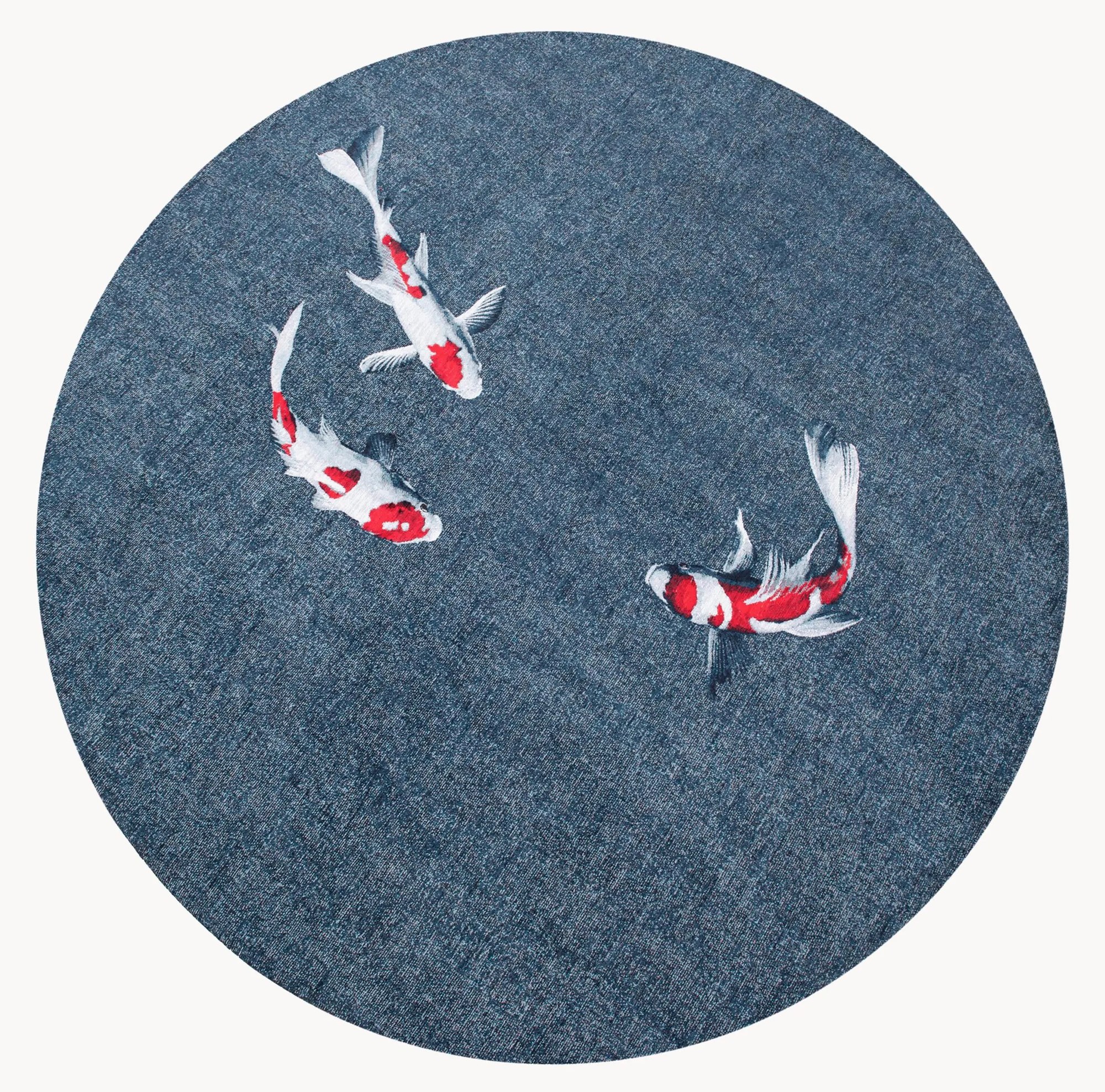 Okrúhly plocho tkaný žakárový koberec Koi