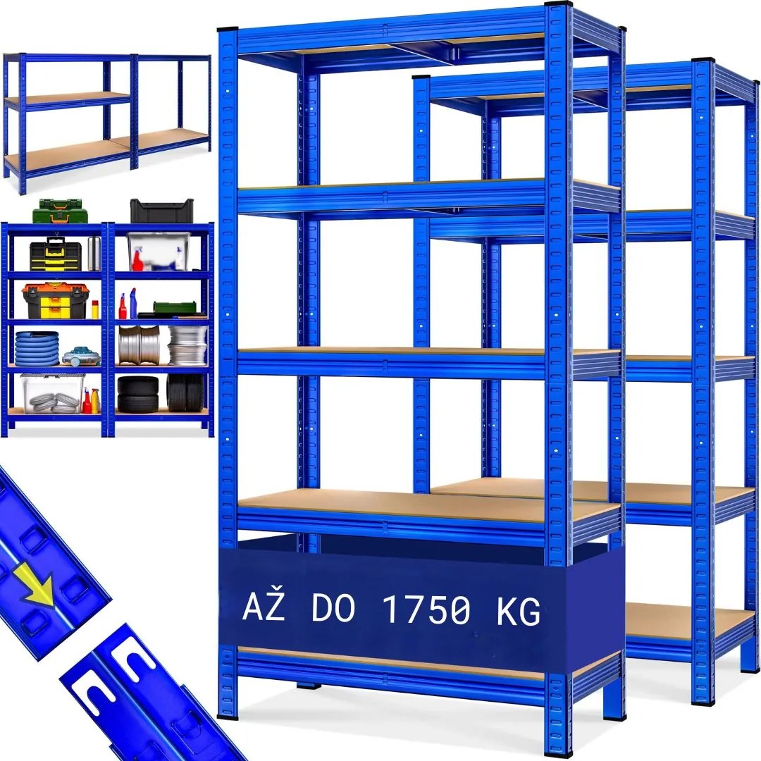 InternetovaZahrada Sada 2 ks regálov 180x90x40 cm - modrá