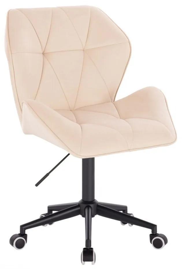 LuxuryForm DESIGN Stolička MILANO MAX VELUR na čiernej podstave s kolieskami - krémová