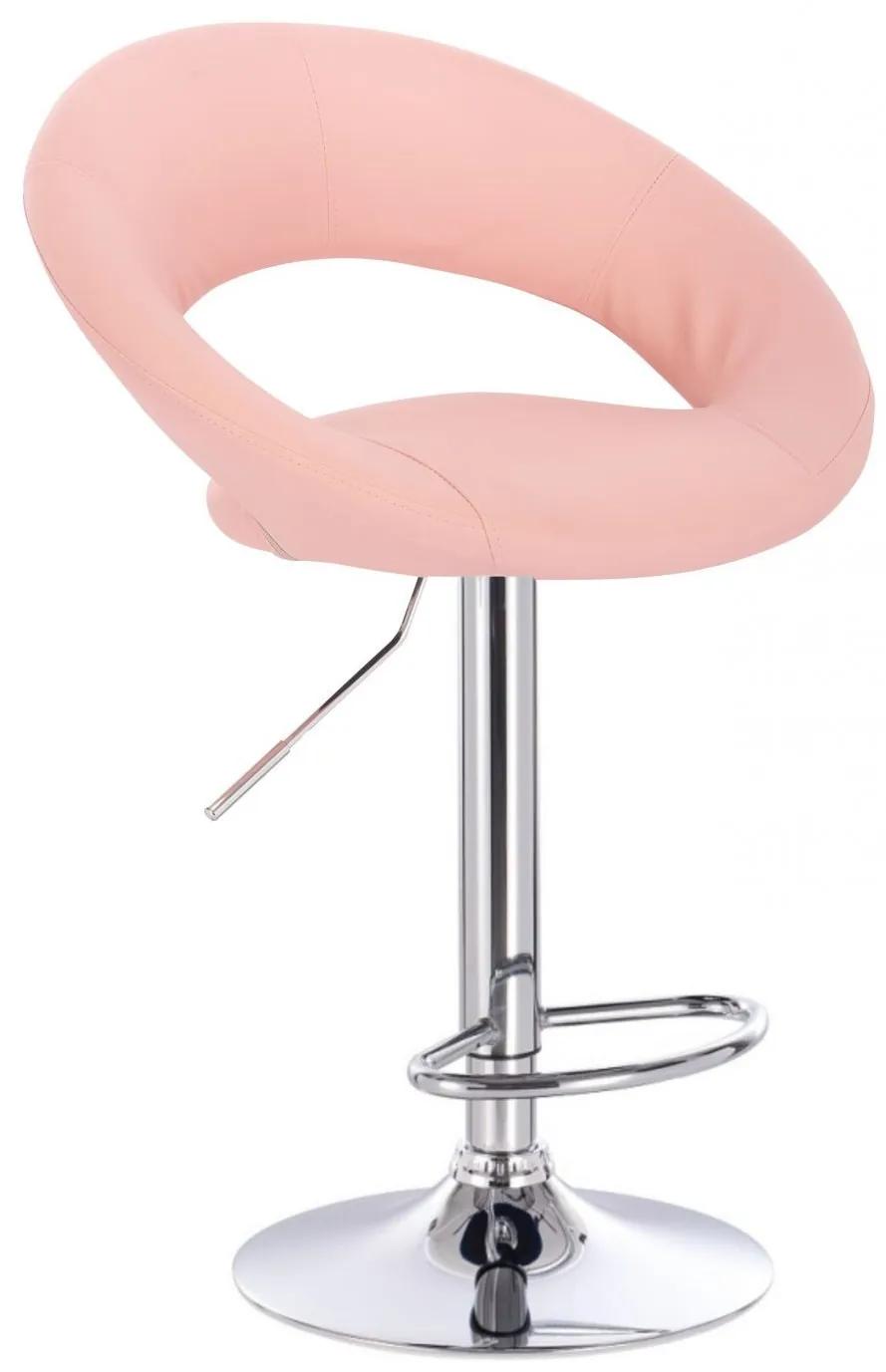 LuxuryForm DESIGN Barová stolička NAPOLI na striebornom tanieri - ružová