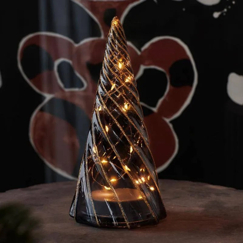 SIRIUS Svetelný stromček LED, sklo, 23,5 cm, čierny