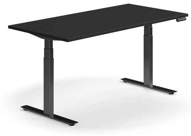 Výškovo nastaviteľný stôl QBUS, rovný, 1600x800 mm, čierny rám, čierna