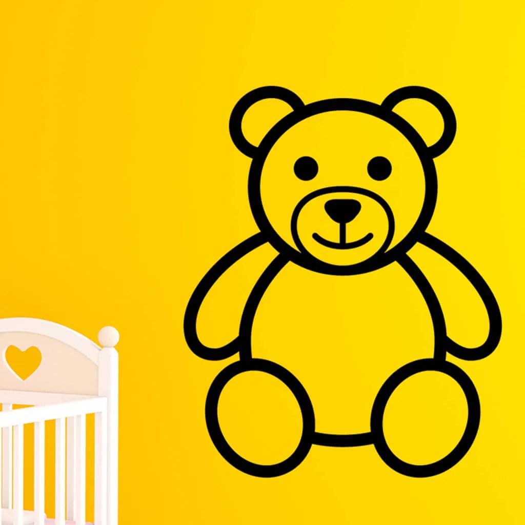 Veselá Stena Samolepka na stenu na stenu Medvedík Farba: černá