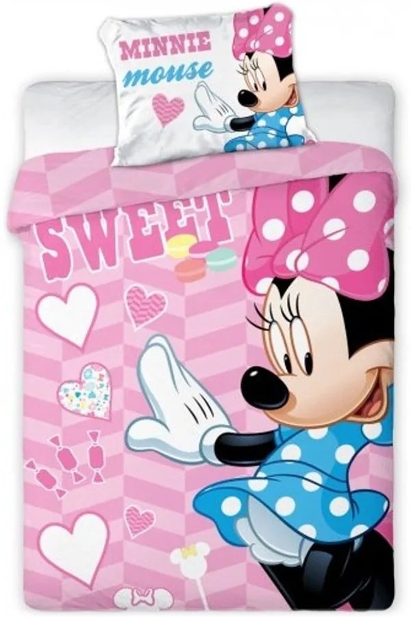 Obliečky do malej detskej postieľky Sweet Minnie Mouse - Disney - 100% bavlna - 100 x 135 cm + 40 x 60 cm