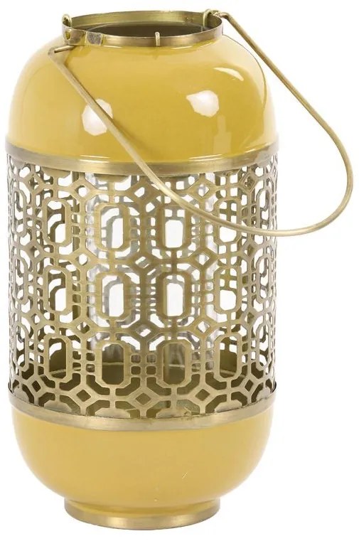 Žlto-zlatý kovový lampáš Rohit - Ø 16*30 cm Žlto-zlatý kovový lampáš Rohit - Ø 16*30 cm