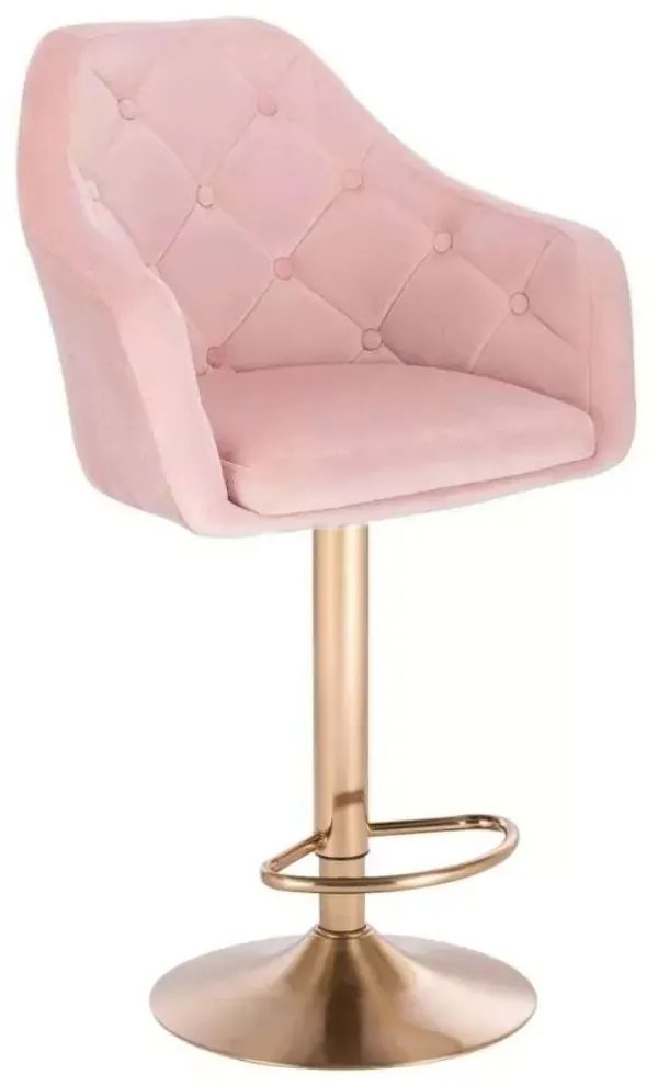 LuxuryForm DESIGN Barová stolička ANDORA VELUR na zlatom tanieri - svetlo ružová