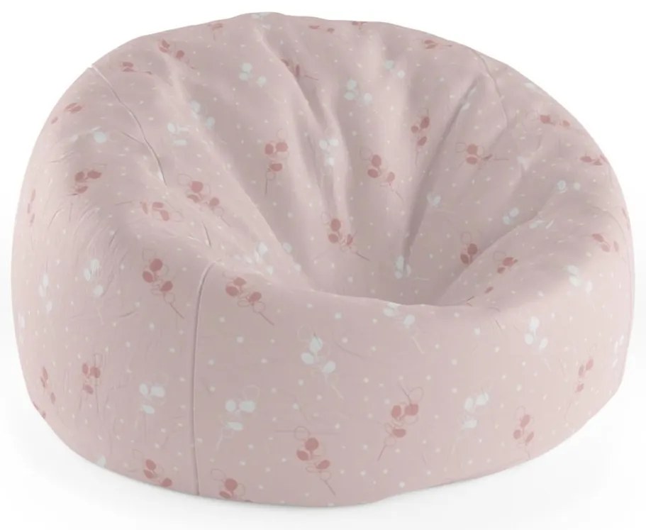 Sedací vak Cocoon biele a ružové kvety, ružová