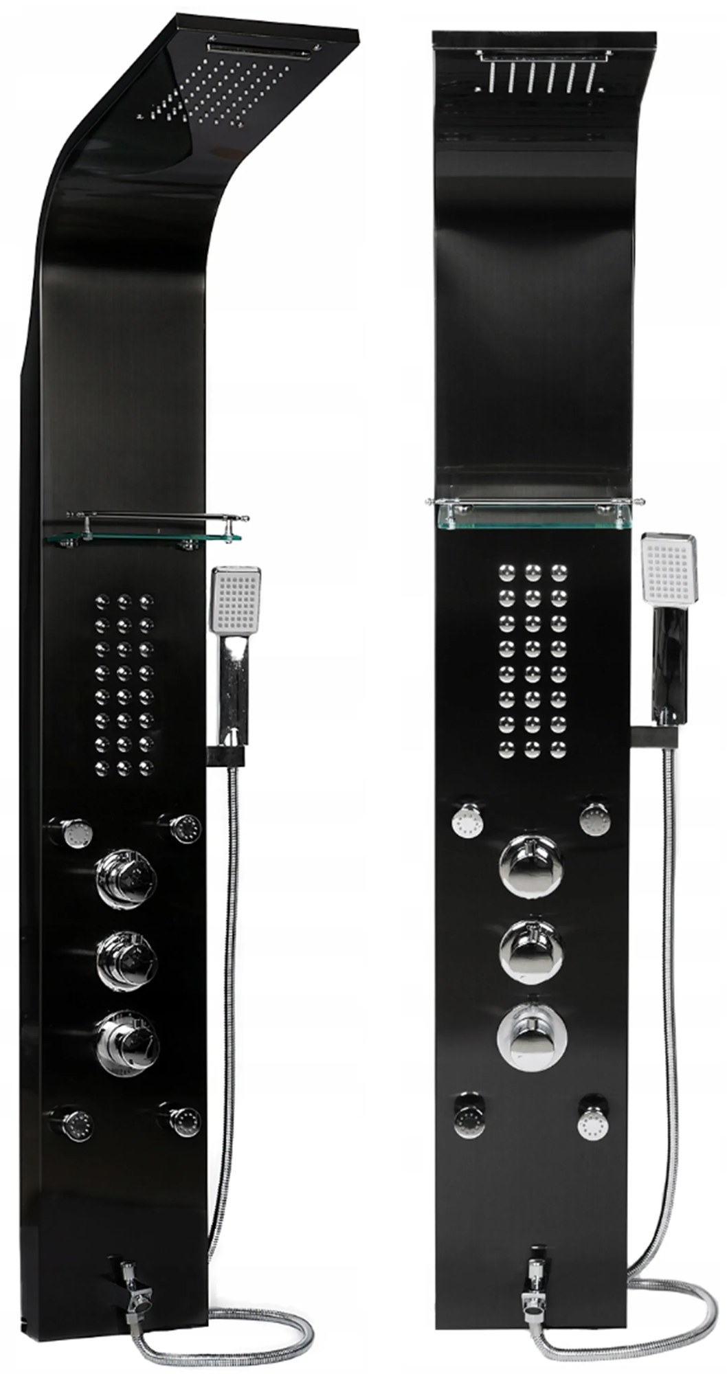 Sprchový panel CASCADA 5v1 - s termostatom a výtokom do vane - čierny matný