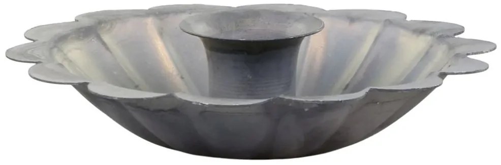 Zinkový antik kovový svietnik na úzku sviečku s kvetom Nostalgic - Ø 12*4 cm