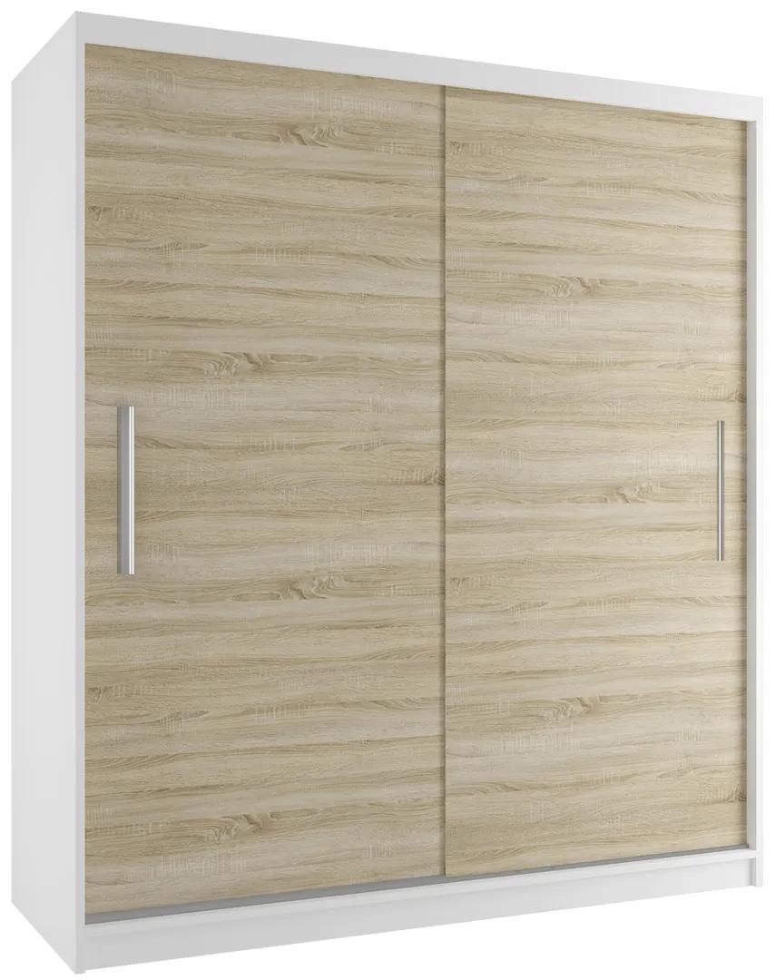 Šatníková skriňa 158 cm Belini biely mat / dub sonoma s posuvnými dverami SI SZP3/3/W/DS/0/AL