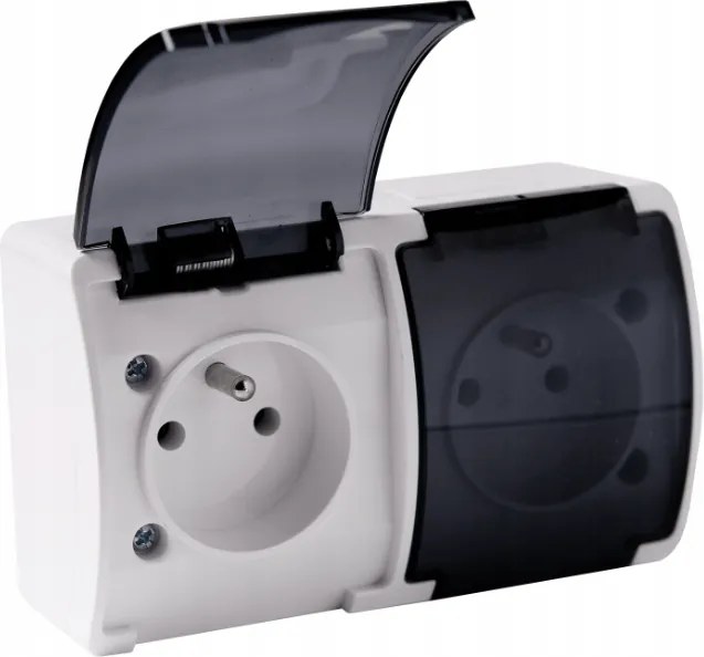 VIPLAST Dvojitá hermetická zásuvka na povrchovú montáž