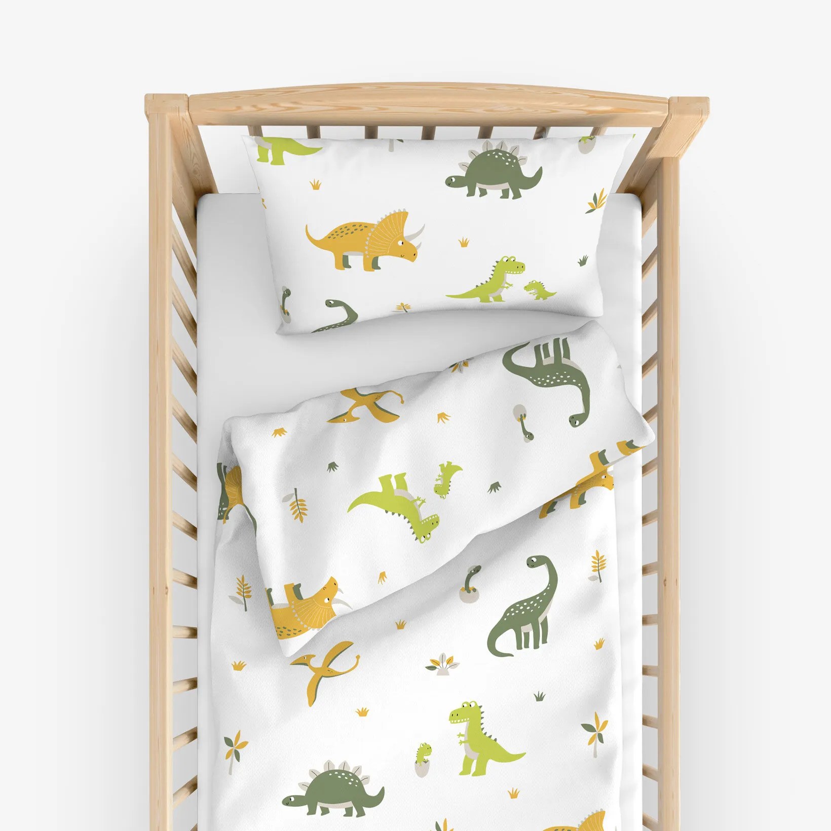 Goldea detské bavlnené obliečky do postieľky - dinosaurie dobrodružstvo 100 x 135 a 40 x 60 cm