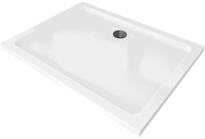 Mexen SLIM - Obdĺžniková sprchová vanička 110x80x5cm + čierny sifón, biela, 40108011B
