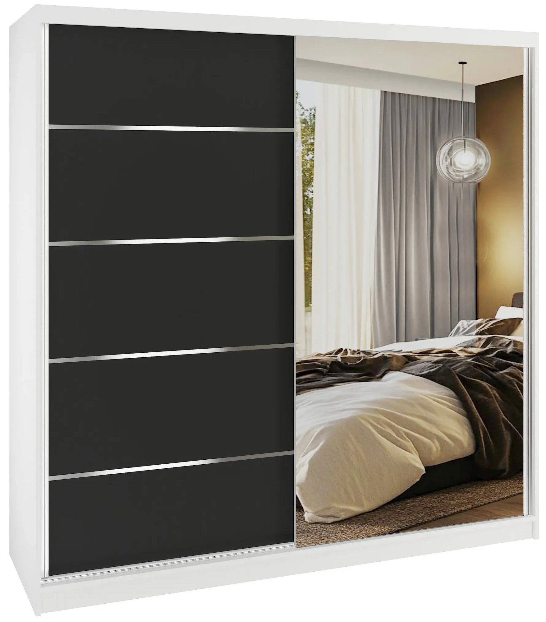 Šatníková skriňa SERENITY 200 cm čierny mat MBP SERENITY SZP5/0/W/B/0/HIAL