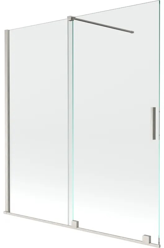 Mexen Velar, 2-krídlová posuvná vaňová zástena 150 x 150 cm, 8mm číre sklo, brúsená oceľ, 896-150-000-01-97