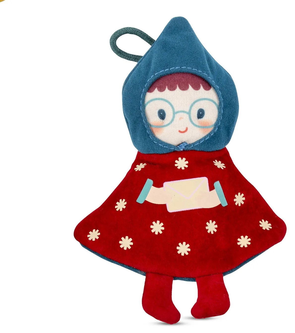 Lilliputiens – vianočná plyšová dekorácia – červená elfka Lilli