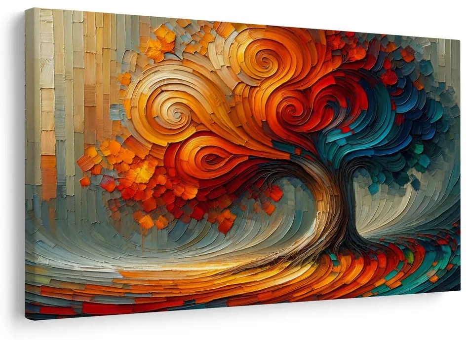 Obraz farebný vír stromu života