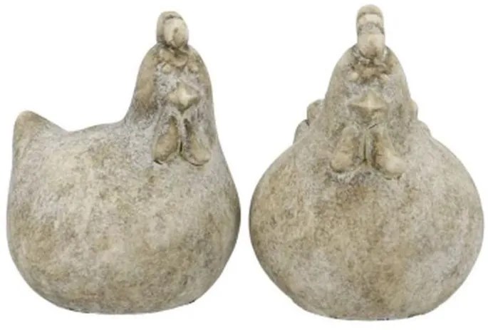 2ks sivá antik dekoratívna soška sliepočka a kohútik - 7*7*9 cm