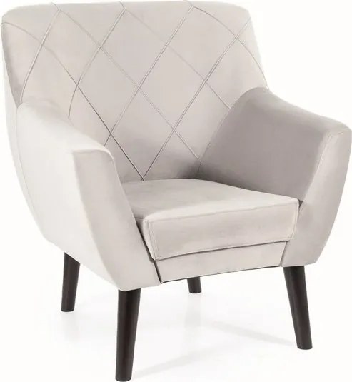 Kreslo KARLY - čalúnené - svetlo šedé/wenge