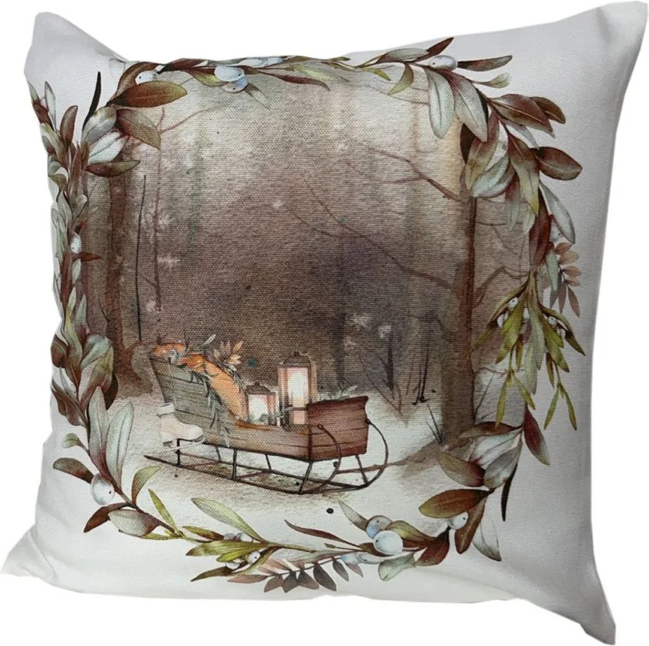 Polášek Vianočný dekoračný poťah na vankúš - Sane | 40 x 40 cm