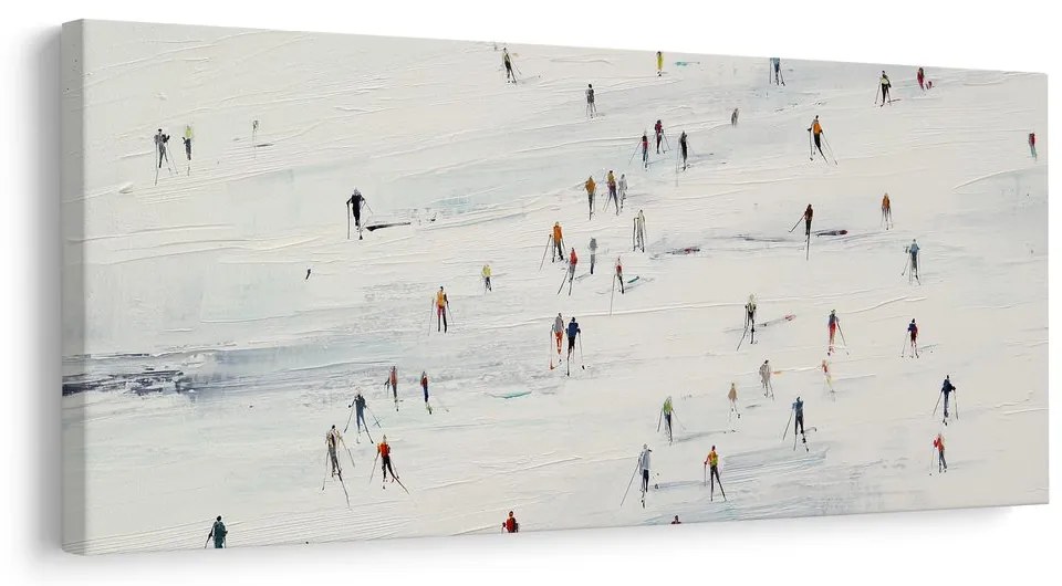 Obraz lyžiari v zimnej krajine