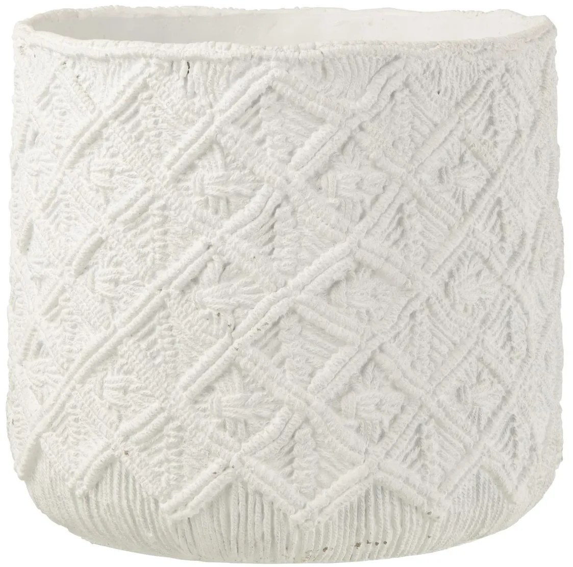 Biely cementový kvetináč s drhaným vzorom Scrubb - Ø33*30 cm
