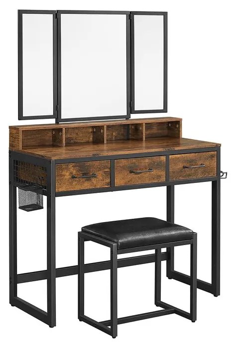 Toaletný stolík VASAGLE s 3-dielnym skladacím zrkadlom RVT004B01