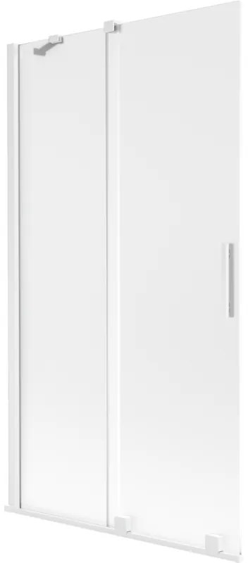 Mexen Velar, 2-krídlová posuvná vaňová zástena 100 x 150 cm, 8mm sklo námraza, biela matná, 896-100-000-31-20