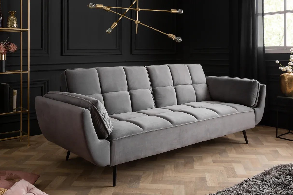 Rozkladacia pohovka BOUTIQUE 215 cm zamatová sivá