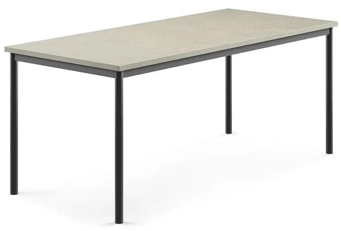 Stôl SONITUS, 1800x800x720 mm, linoleum - svetlošedá, antracit